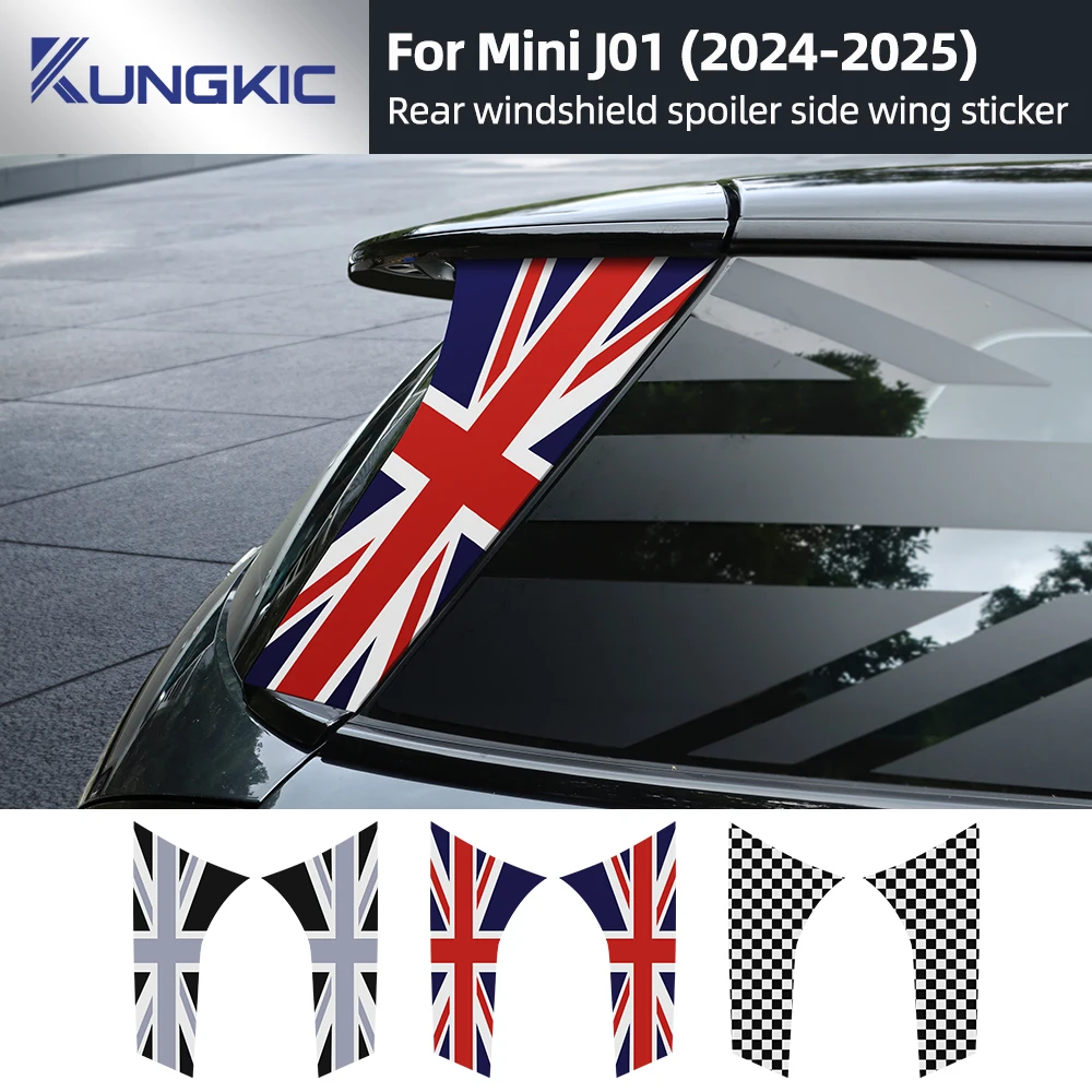 

For Mini Cooper E SE J01 EV Electric 2024 2025 Car Exterior Rear Back Trunk Tailfins Spoiler Wing PVC Sticker Decal Accessories