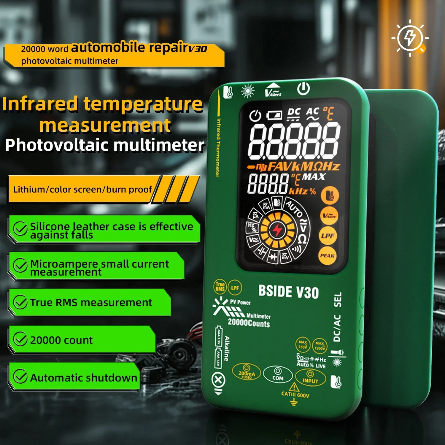 BSIDE Digital Multimeter 20000counts Smart Infrared Temperature Tester T-RMS 1500V DC AC Voltage Rechargeable Multiteter DMM