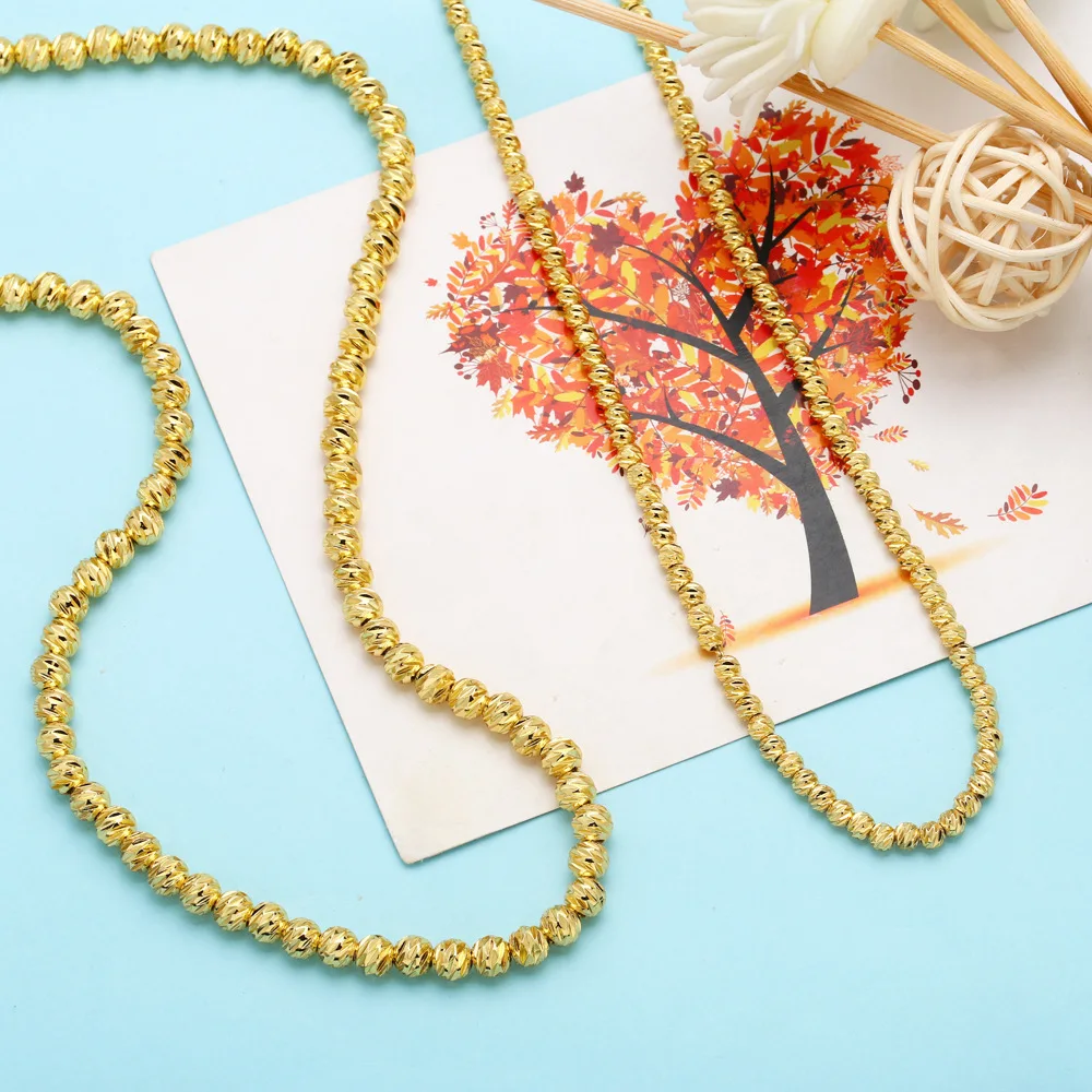 

WT-BFN045 НОВЫЕ бусины из настоящего золота 18 карат, устойчивые к потускнению, 3,5 мм, латунная цепочка, ожерелье, алмазная огранка, металл для украшения в стиле хип-хоп