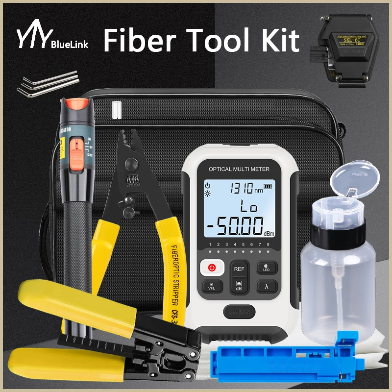 

FTTH Fiber Optic Tool Kit with Fiber Optic Power Meter and 10mW Visual Fault Locator FC-6C/SKL-6C Fiber Cleaver FTTH tool