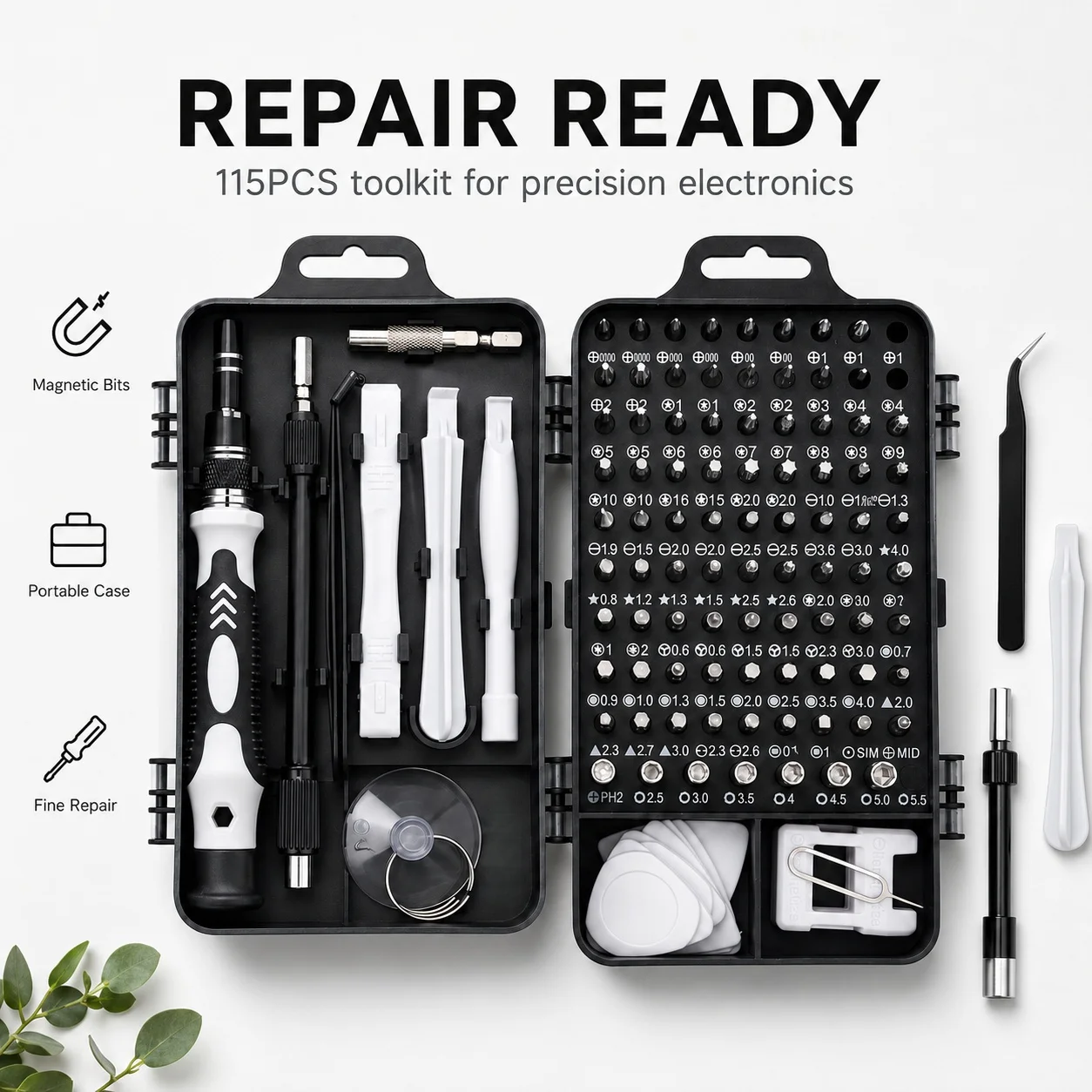115 In 1 Precision Magnetic Screwdriver Set Electronics Repair Tool Kit For Phone Laptop Game Console Watch
