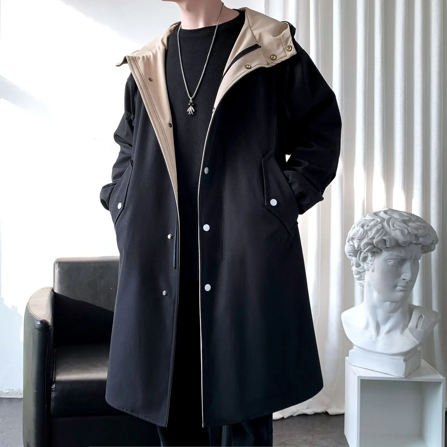 Gabardina de hombre con múltiples bolsillos, de secado rápido, para verano, estilo casual, azul, con solapa, de la marca Club Fortune Britain.