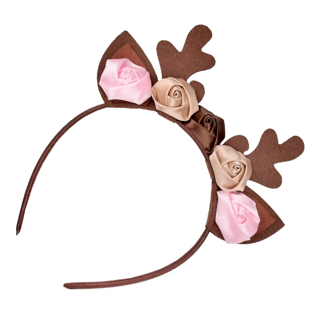 Christmas Elk Antler Hairband for Girls – Brown Reindeer Headband for Party, Festival & Performance