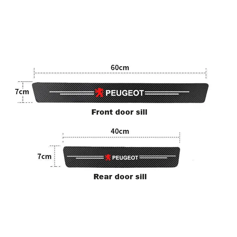 For Peugeot 308 408 508 RCZ 208 3008 2008 206 207 307 Fiber Car Door Threshold Sill Protector Trunk Stickers Car Accessories