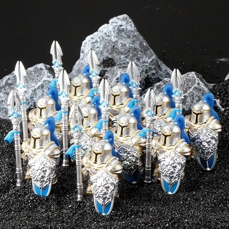 전사 군대 군인 중장비 기병대 전쟁 말 중세 기사 액션 피규어 빌딩 블록 어린이를위한 장난감 선물