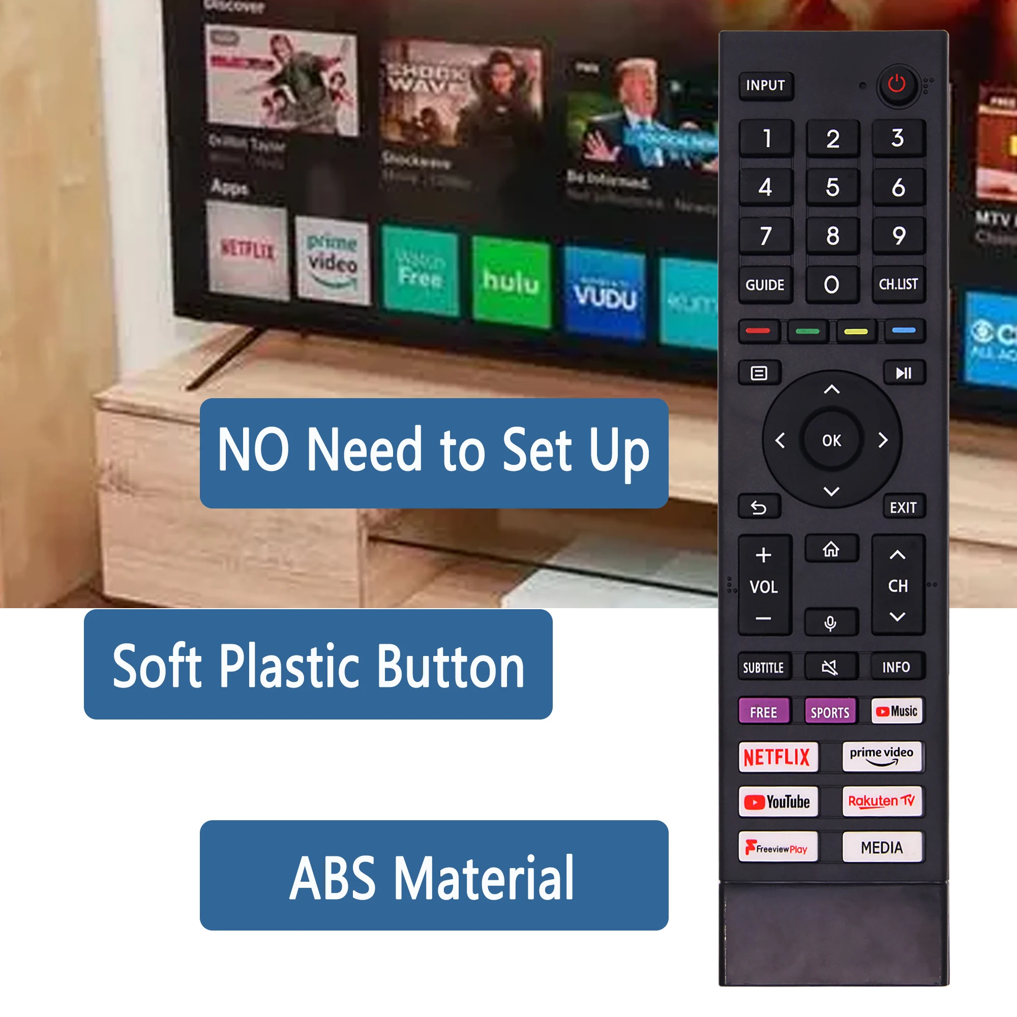 Replacement ERF3A80 New Infrared Remote Control For Hisense 4k UHD TV With Shortcut Buttons - No Setup Required