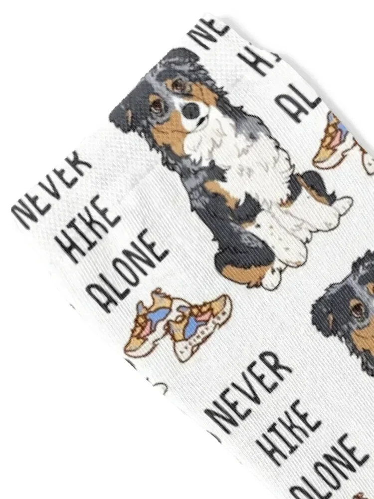 Luna Australian Shepherd Commission - NEVER HIKE ALONE Socks christmas gift Children's football funny gifts Woman Socks Men's