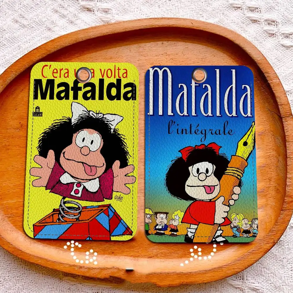 M-Mafalda Gir Holder Keychain With Keychain for Access Card Bus Pass & Card Credit ID Bank Card Protective Case