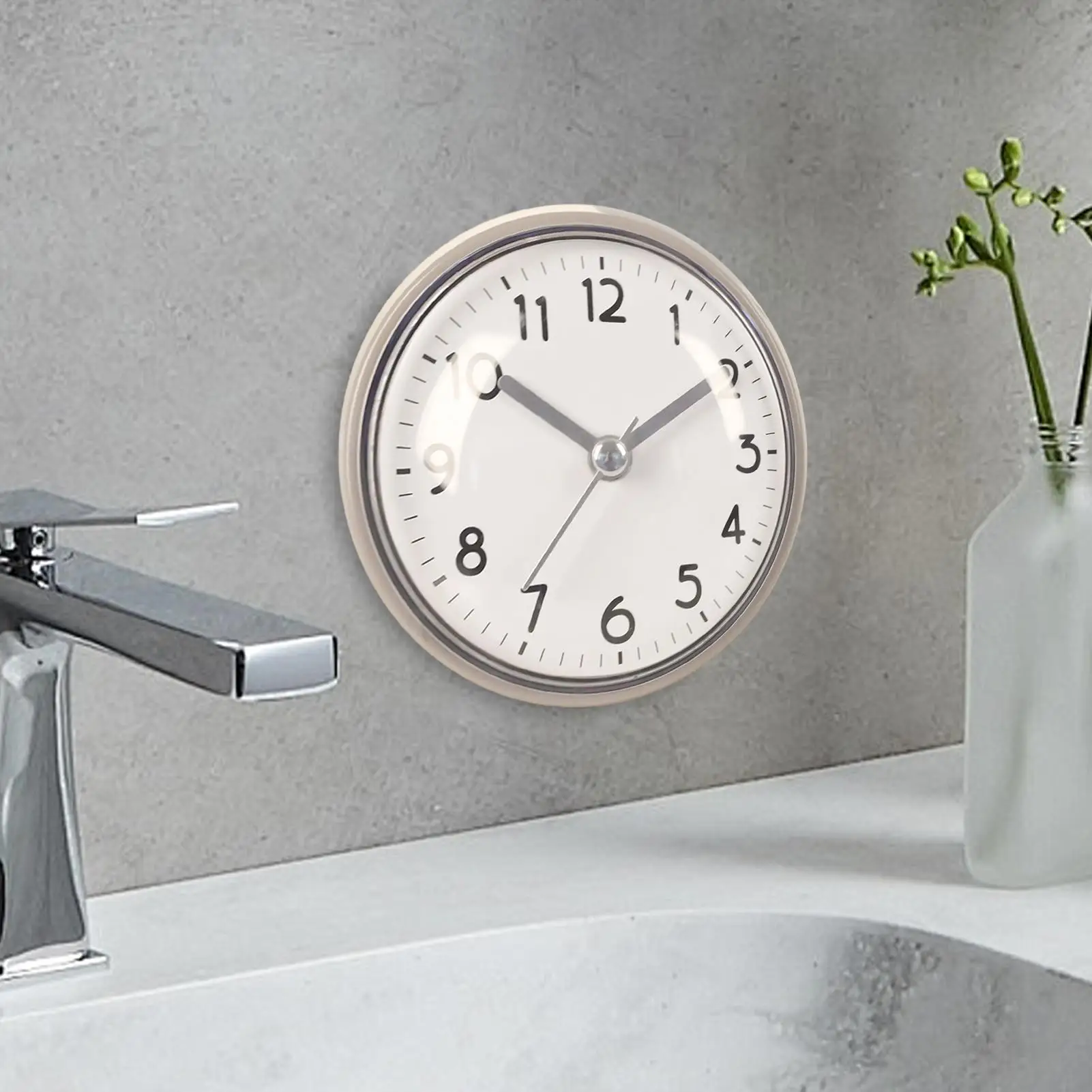 Shower Anti Fog Waterproof Mini Small Table Decoration Kitchen Living Bathroom Room Wall Clock Toilet Round Sucker Decor Art