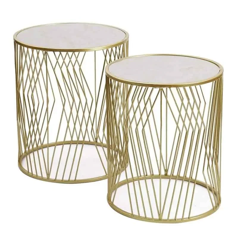 

Gold Iron Decorative Round Nesting Tables Sofa Side Accent Table