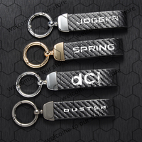 1PCS For Duster Spring Jogger Dci Logo Carbon Fiber Textured Leather Car Keychain Horseshoe Buckle Jewelry Key Chain
