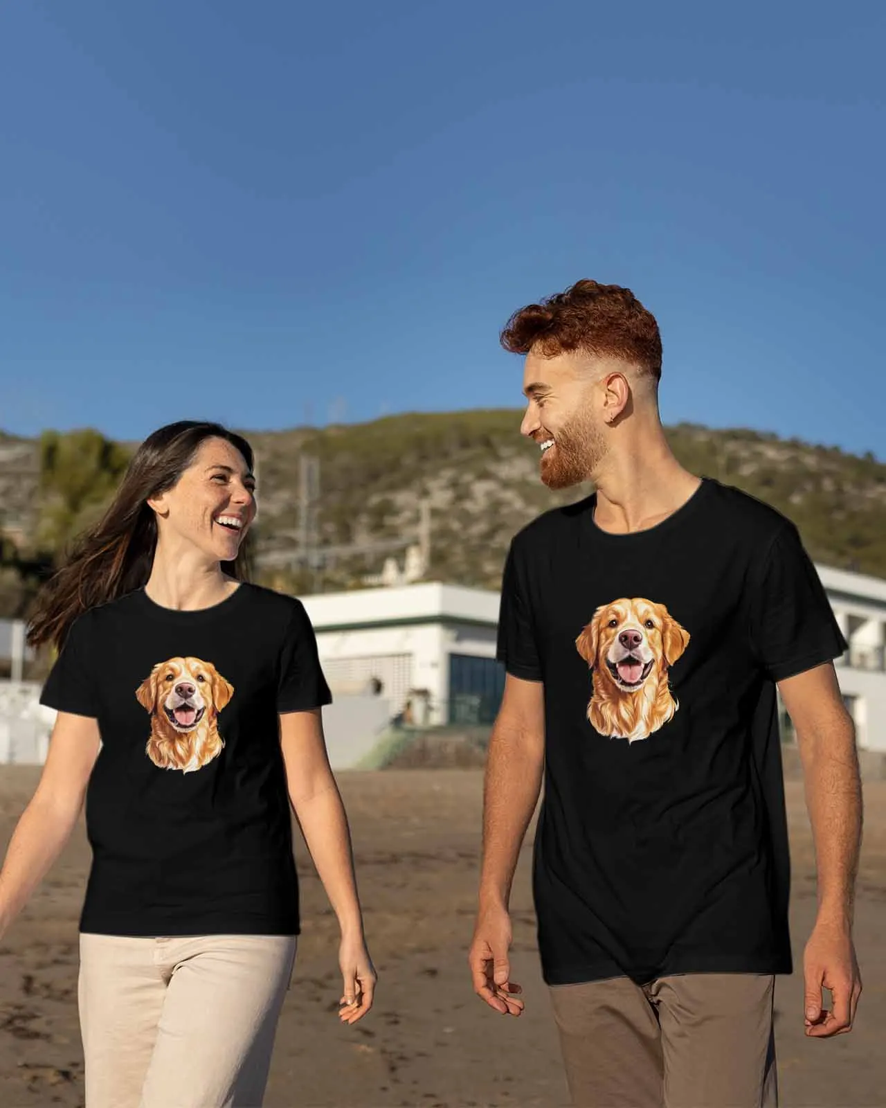 Golden Retriever Patrol Dog Couple T Shirt Lovers Short Sleeve O Neck Loose Tshirt Fashion Woman Man Tee Shirt