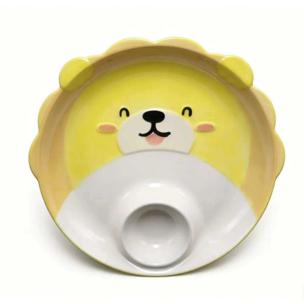 Ceramic Dipping Sauce Dish Japanese Style Thicken Grid Dumpling Plate Animal Shape Dipping Sauce Compartment Cow Sushi Plate
