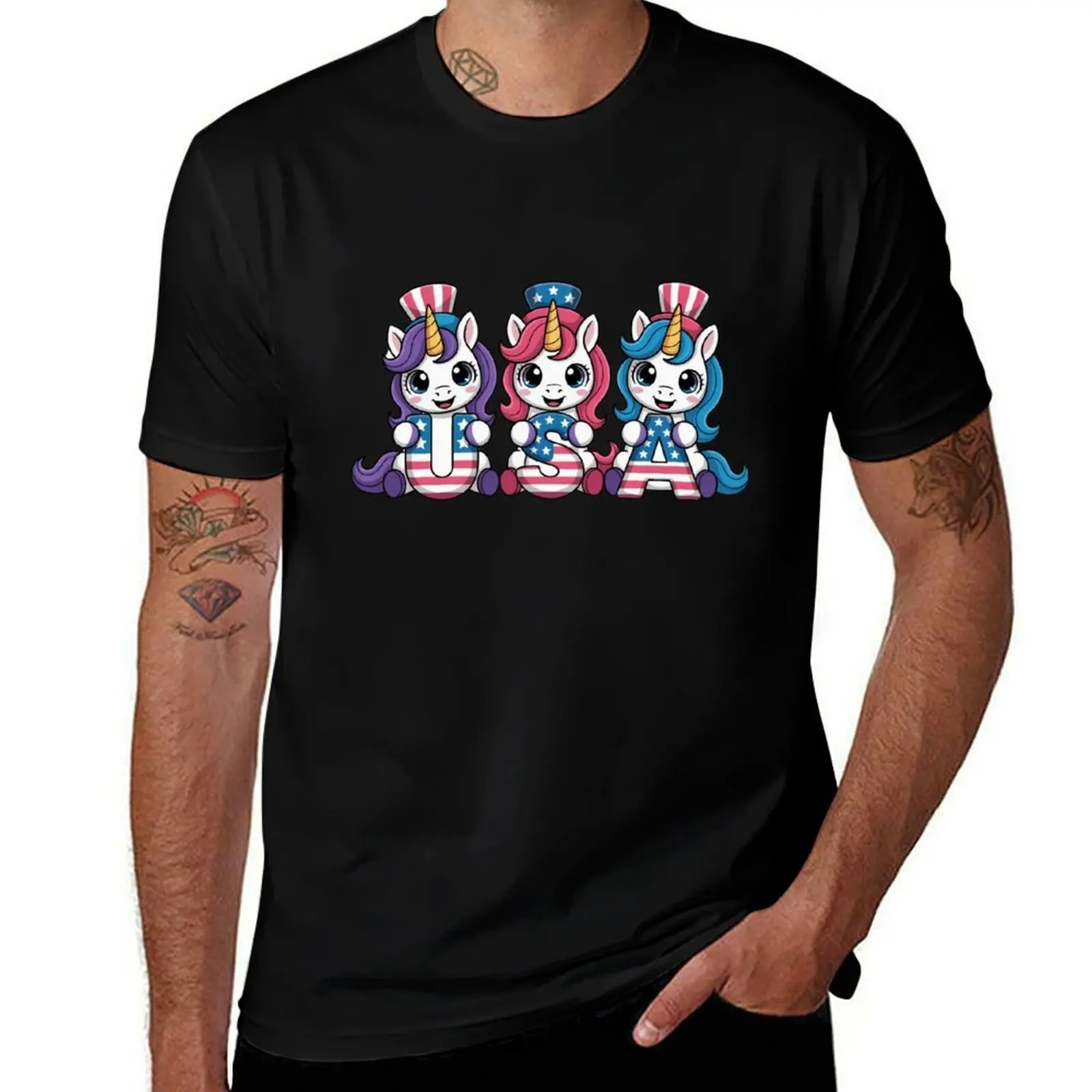 

usa unicorns T-Shirt kawaii clothes football t shirt cute clothes mens fashion