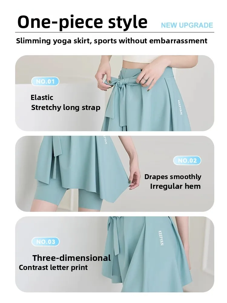 

High Waist ark Skin Yoga Pants Women's Bot Covering Base Layer Spor Butt Concealing orts Korean Sle A-Line Skirt