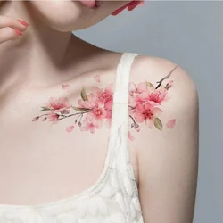 Ink Cherry Blossoms Tattoo Sticker Waterproof Men and Women Temporary Tattoo