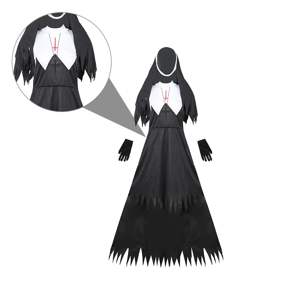 

Прочный костюм монахини на Хэллоуин, материалы премиум-класса, вечеринка для взрослых, страшная атмосфера, женская одежда, декоративный эффект, реквизит для вечеринки