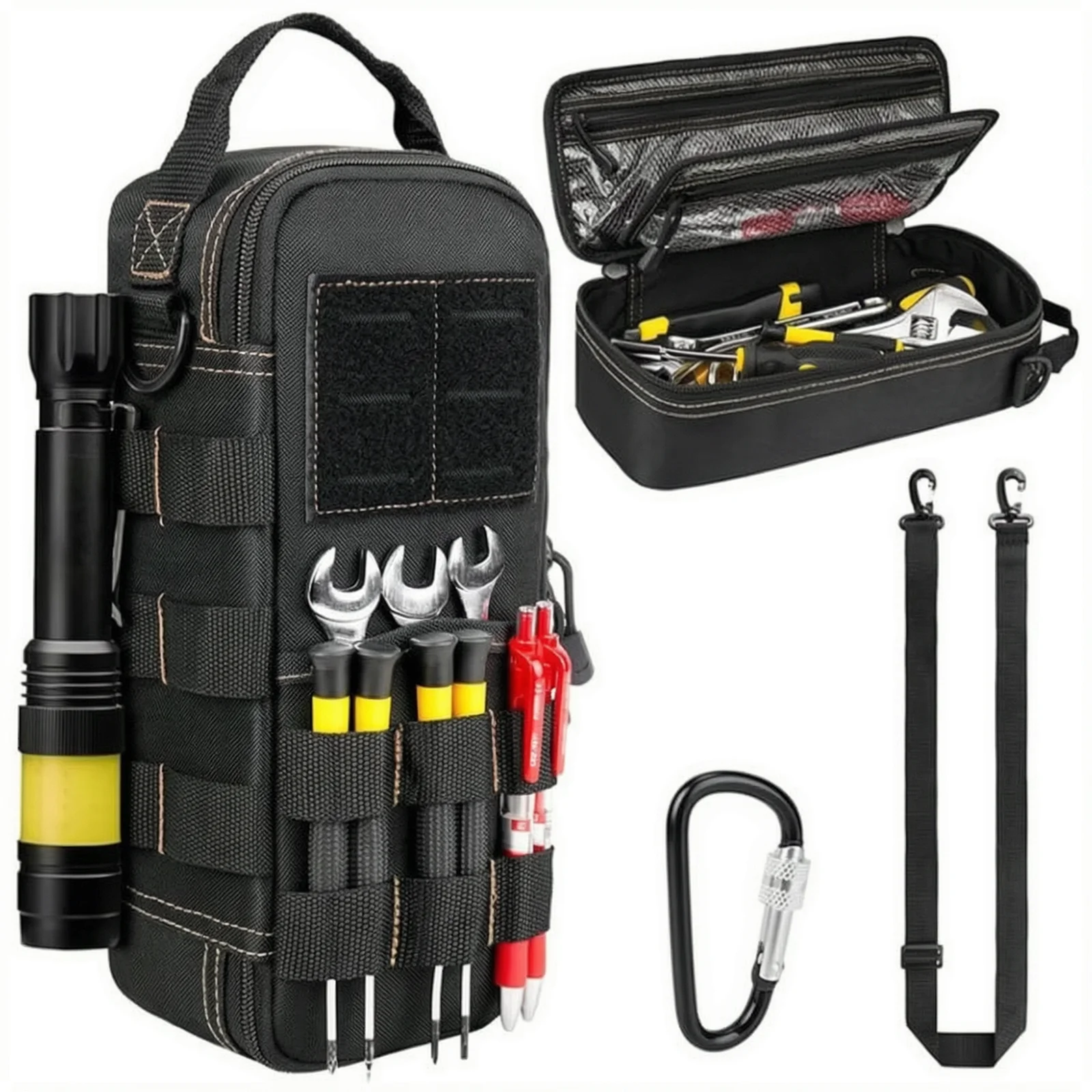 Small Tool Bag Gear Geek Tool Pouch With 12 Utility Slots And Deep Pocket For Storing Small Tools