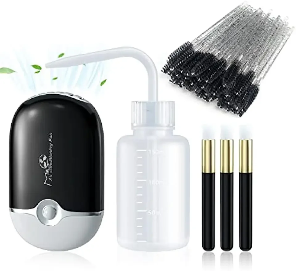 Wachlarz do rzęs Przedłużanie rzęs Mini Przenośne Akcesoria do rzęs z USB Suszarka Szczoteczka do szamponu Szczoteczki do tuszu Plastikowa butelka do mycia
