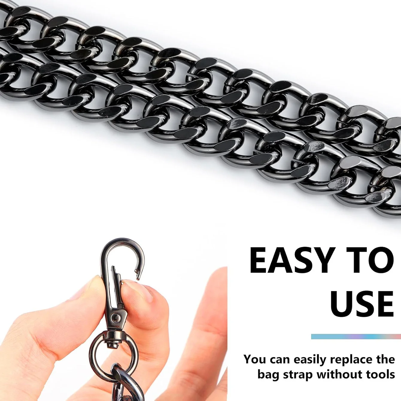 Metall-Aluminium-Taschenkette, Ersatzteile, Zubehör für handgewebte Schulterhandtasche, DIY handgefertigte abnehmbare Träger – Detail 17