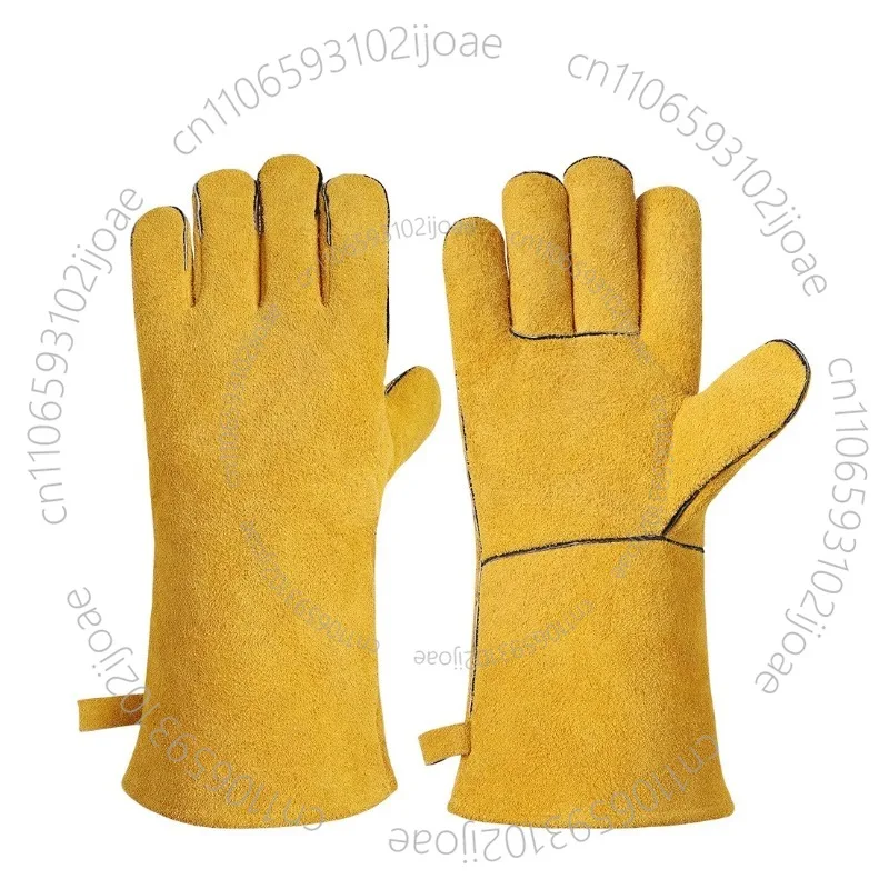500℃ Heat Resistant Oven Gloves Mitts Baking BBQ Gloves for Grill Heat Insulation Leather Forging Welding Gloves 14-inch