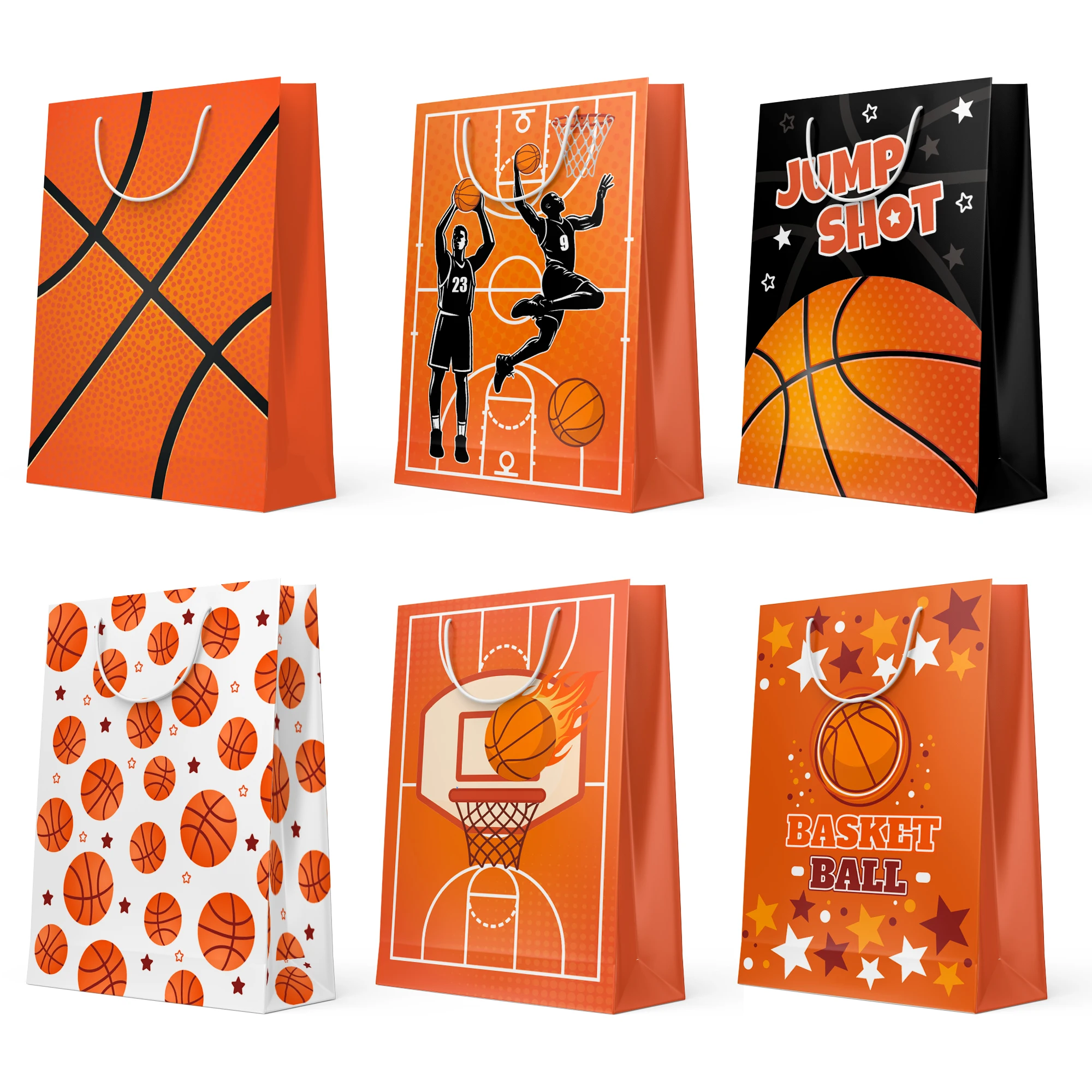 24 Pcs Basketball Gift Bags Basketball Gifts Paper Bag Basketball Treat Bags, Basketball Party Bags & Basketball Goody Bags for Basketball Party Decorations & Basketball Birthday Decorations