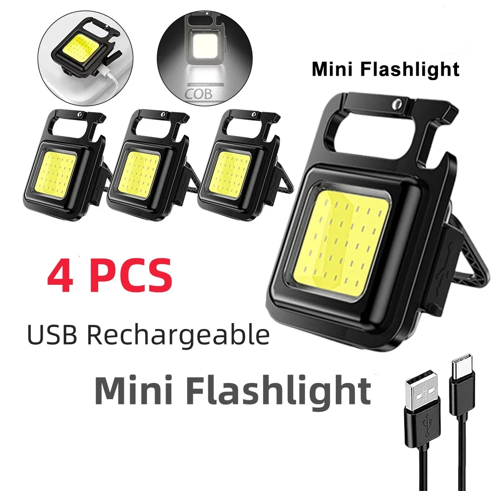 

LED Working Light USB Rechargeable Mini Flashlight Portable Bright Keychain Pocket Clip Lantern Outdoor Hiking Fishing Camping