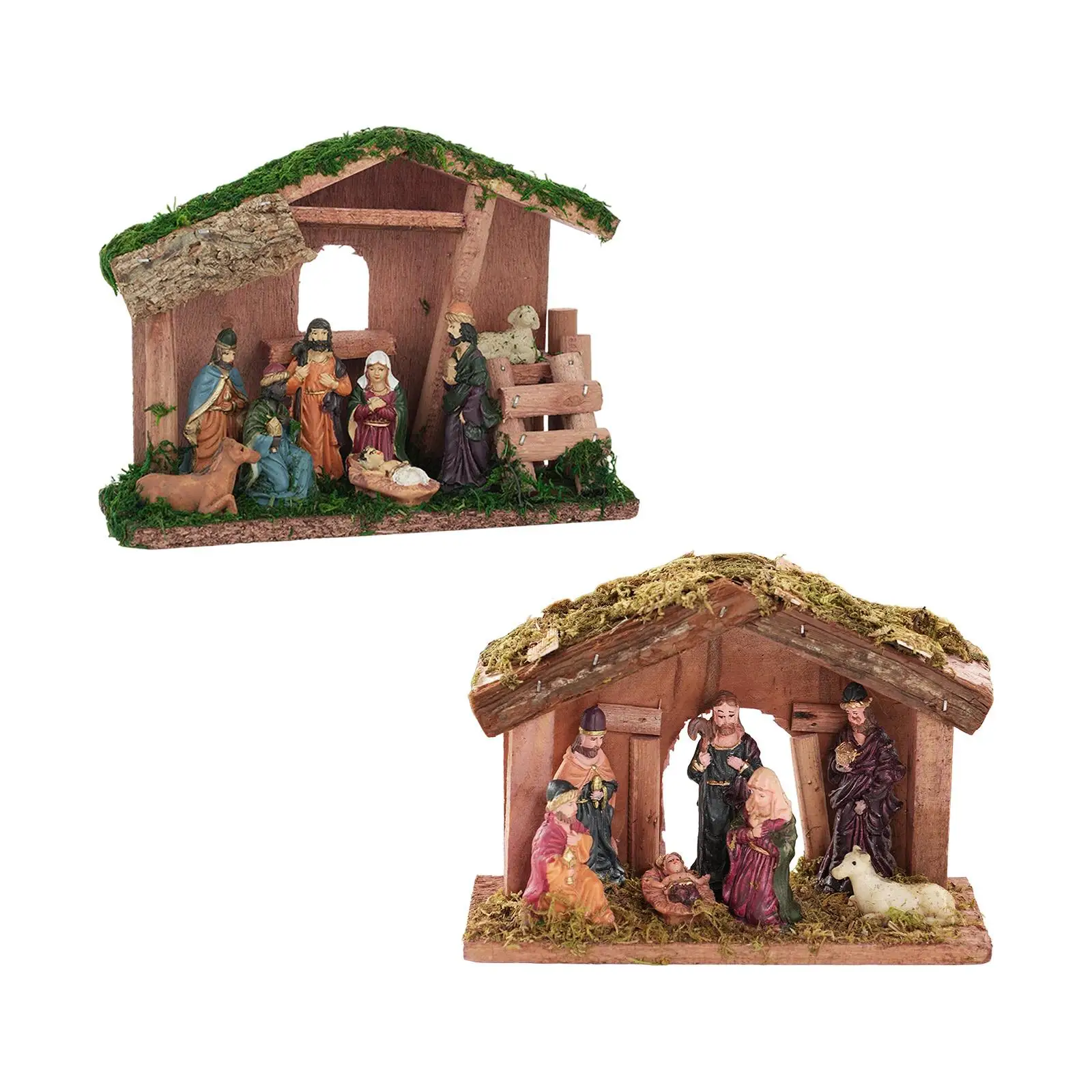 Christmas Nativity Scene Resin Statue Miniature Decor for House Decoration Aesthetic Bedroom Table Centerpiece Ornament