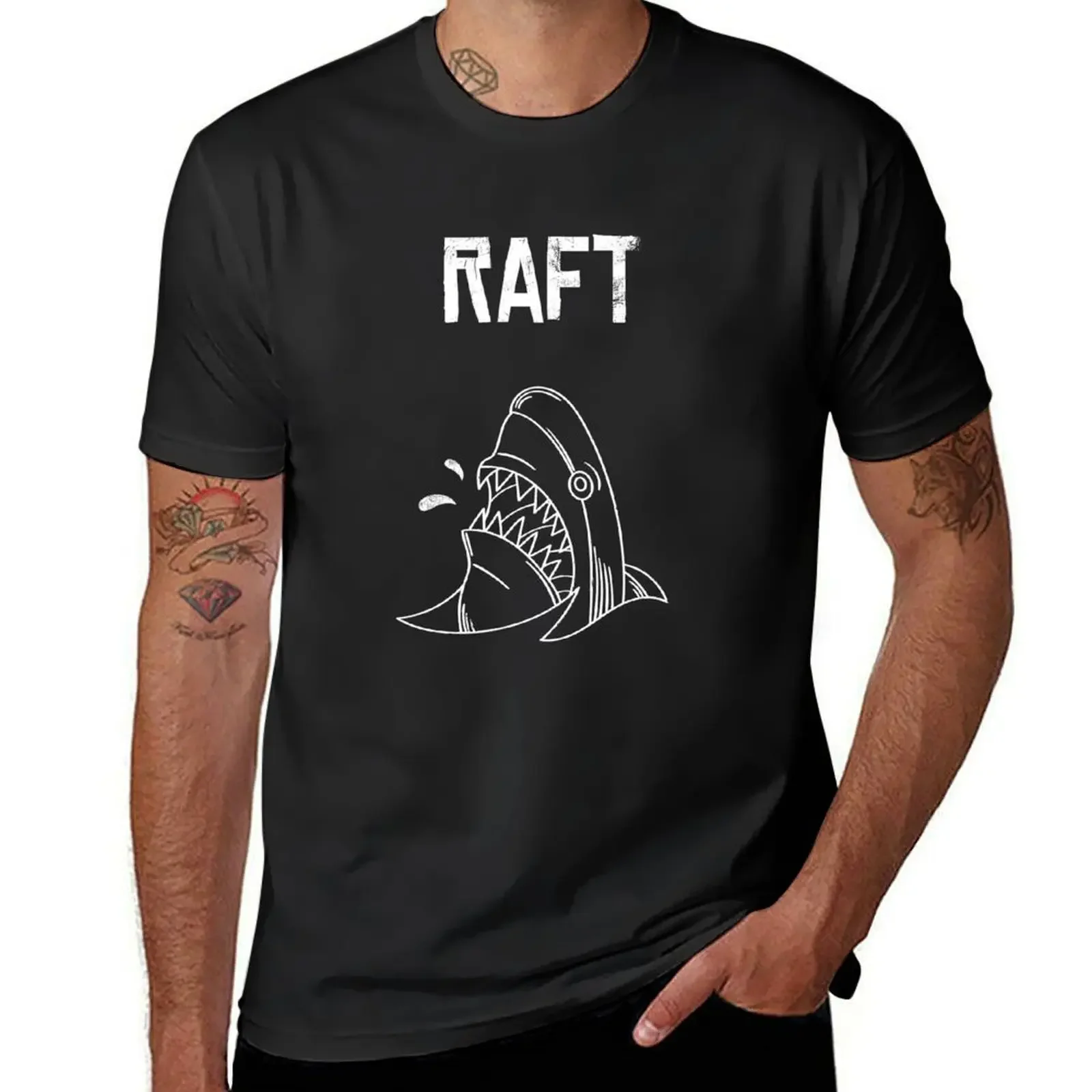 Raft Game Funny Shark Attack T-Shirt custom shirt topping mens clothing