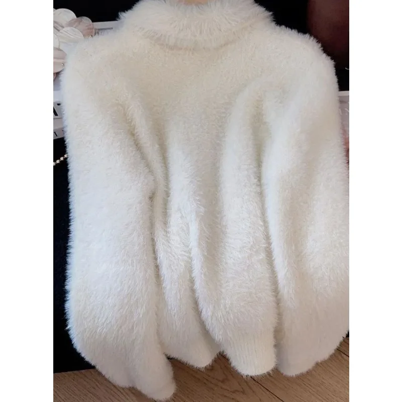 Lapel Loose Knitted Sweater Warm Temperament Women's Jacket