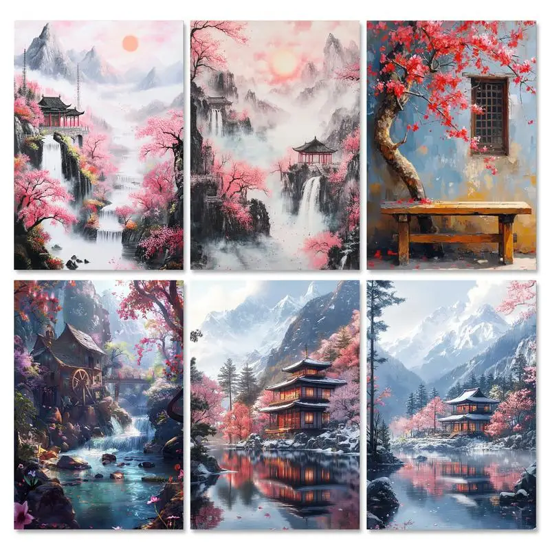 RUOPOTY Frame Diy Painting By Numbers For Adults Kits Picture On Numbers Landscape Acrylic Paint For Home Decors