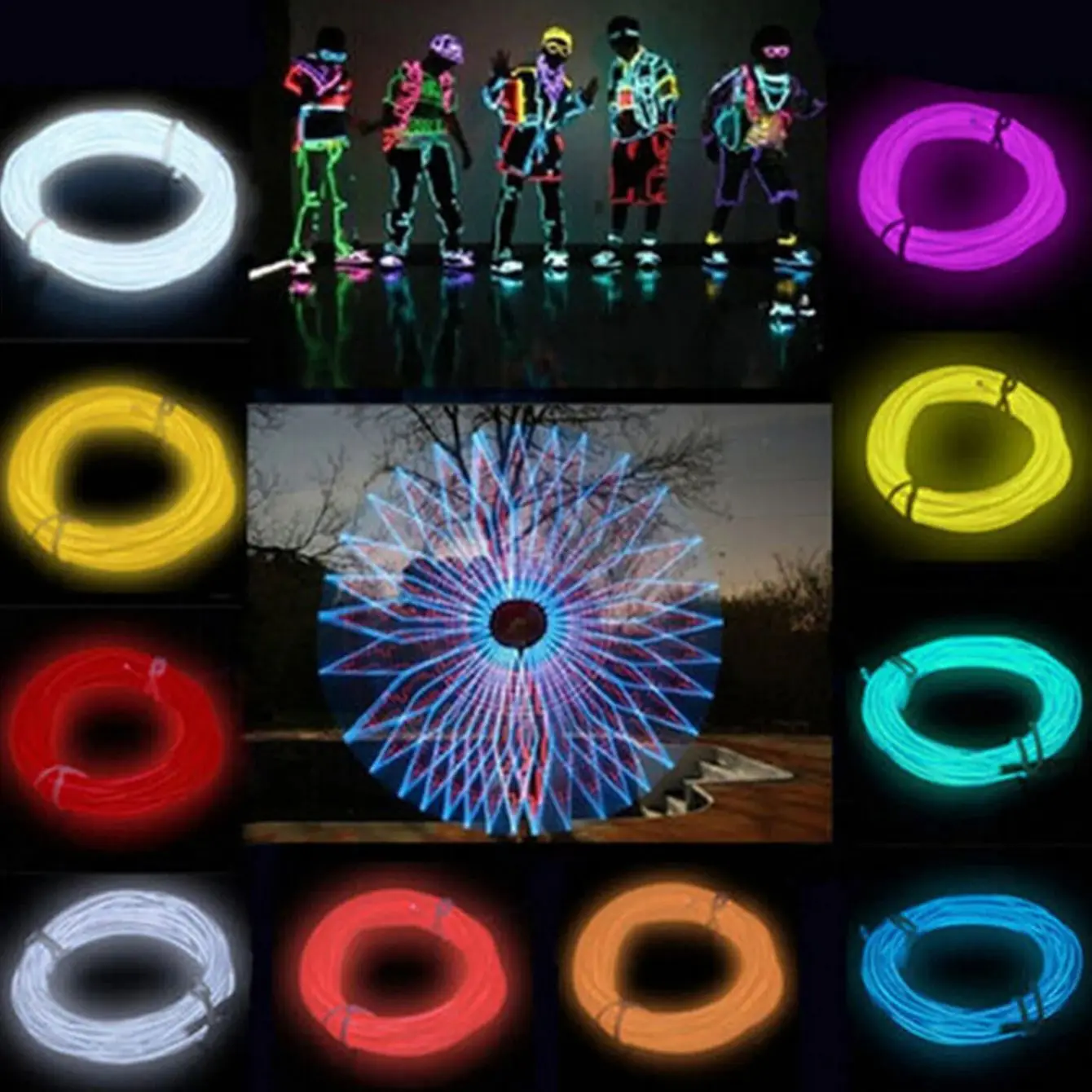 9.8ft / 3m Cold light line Flexible LED Light,Luminous Line Car Interior Portable Diy light, for Festival, Party Decoration