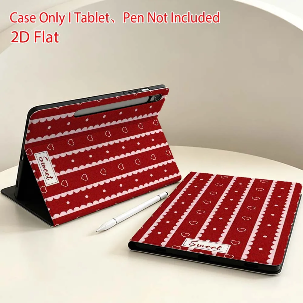 Red stripe pattern For Samsung Galaxy Tab S11 S10 S9 S8 S7 S6 A9 A8 A11 Lite FE Plus Pen Tray Tablet Case Soft