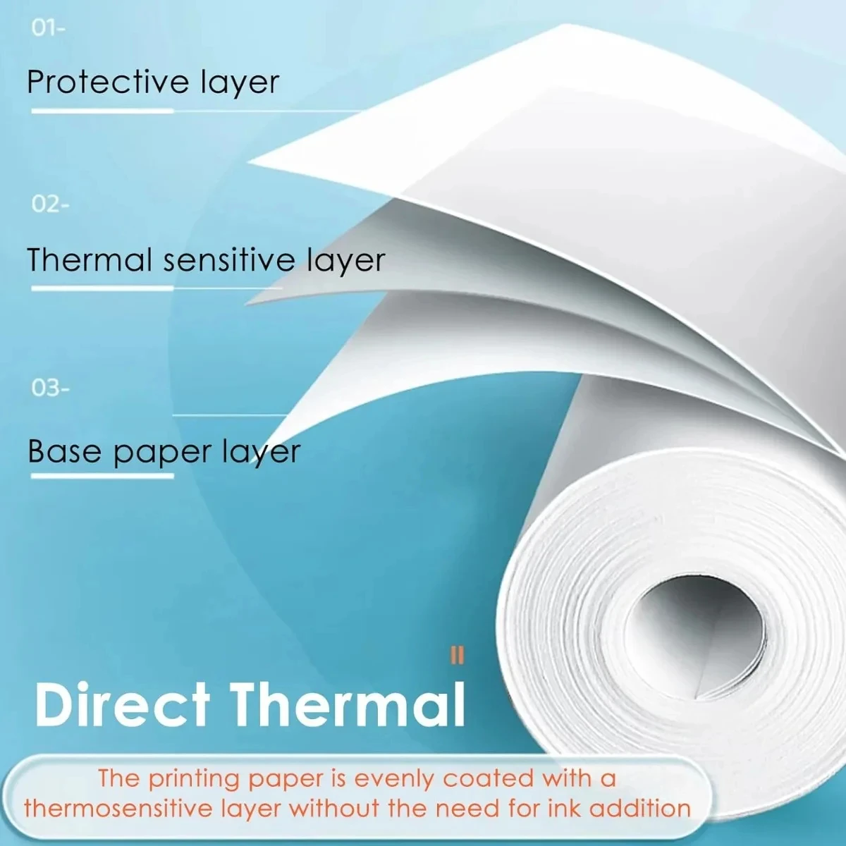 10Pcs Mini Printer Paper, 57 x 25 mm Self Adhesive Thermal Paper Printable Sticker Paper for Pocket Thermal Printer