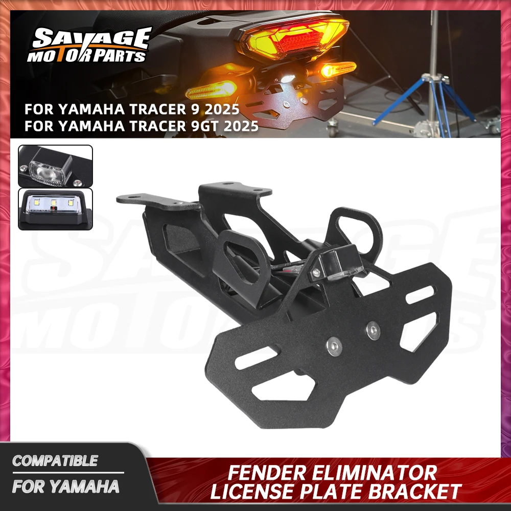 2025 9GT License Plate Holder For Yamaha Tracer 9 Tracer 9GT Motorcycle Accessories Rear Tail Tidy Fender Eliminator LED Light