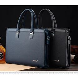 Luxury Briefcases For Men PU Leather Executives Business Office Shoulder Side Famous Brand Messenger Crossbody A4 Satchel Bag