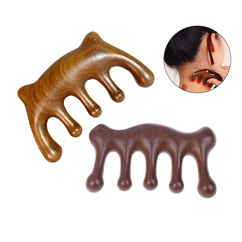 1Pc Body Meridian Massage Comb Sandalwood Five Wide Tooth Comb Acupuncture Therapy Blood Circulation Anti-static Smooth Hair