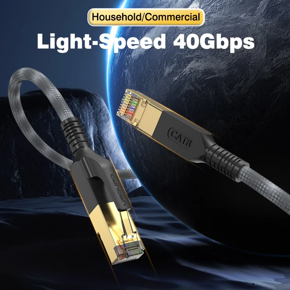 Cat8 Ethernet Cable 40Gbps 2000MHz Shielded Braided Network Cable High Speed RJ45 LAN Cord for Routers,Modems 0.5m 1m 5m 10m 30m
