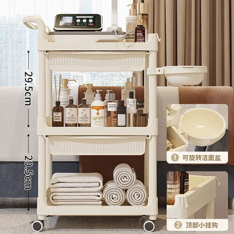 Esthetician Trolley Portable Cosmetics Aesthetics Cart with Wheels Beauty Room Wagon Organizer Salon Moving Carrinho Bar