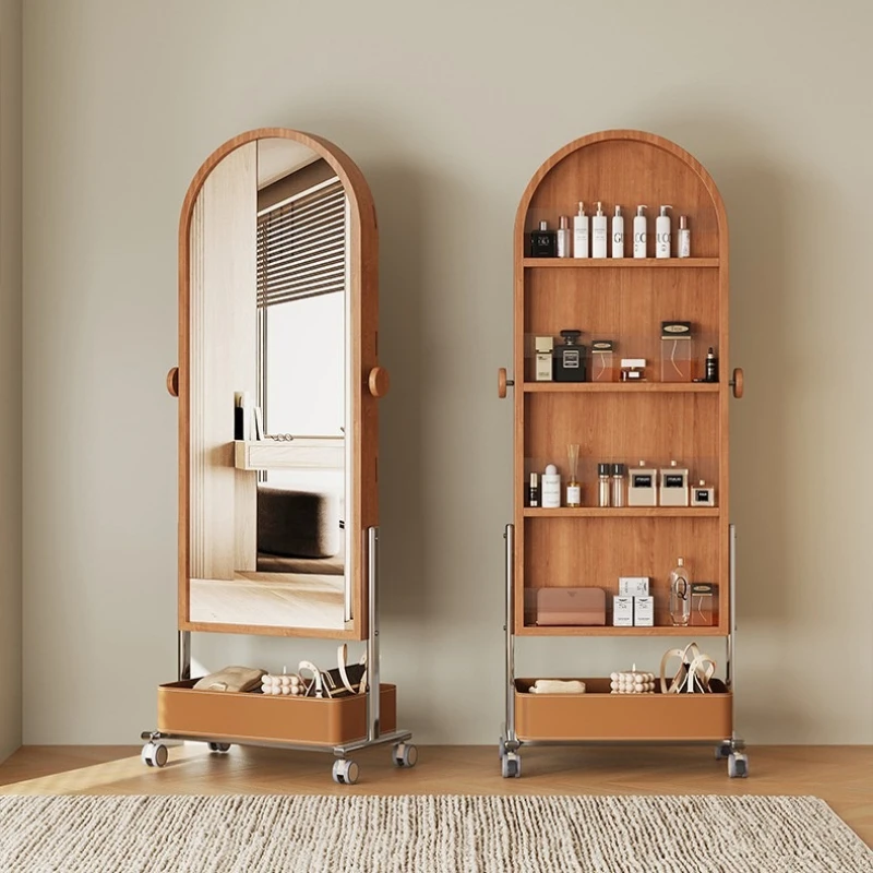 Vintage floor-to-ceiling mirror full-length mirror, home creative magazine book and newspaper shelf