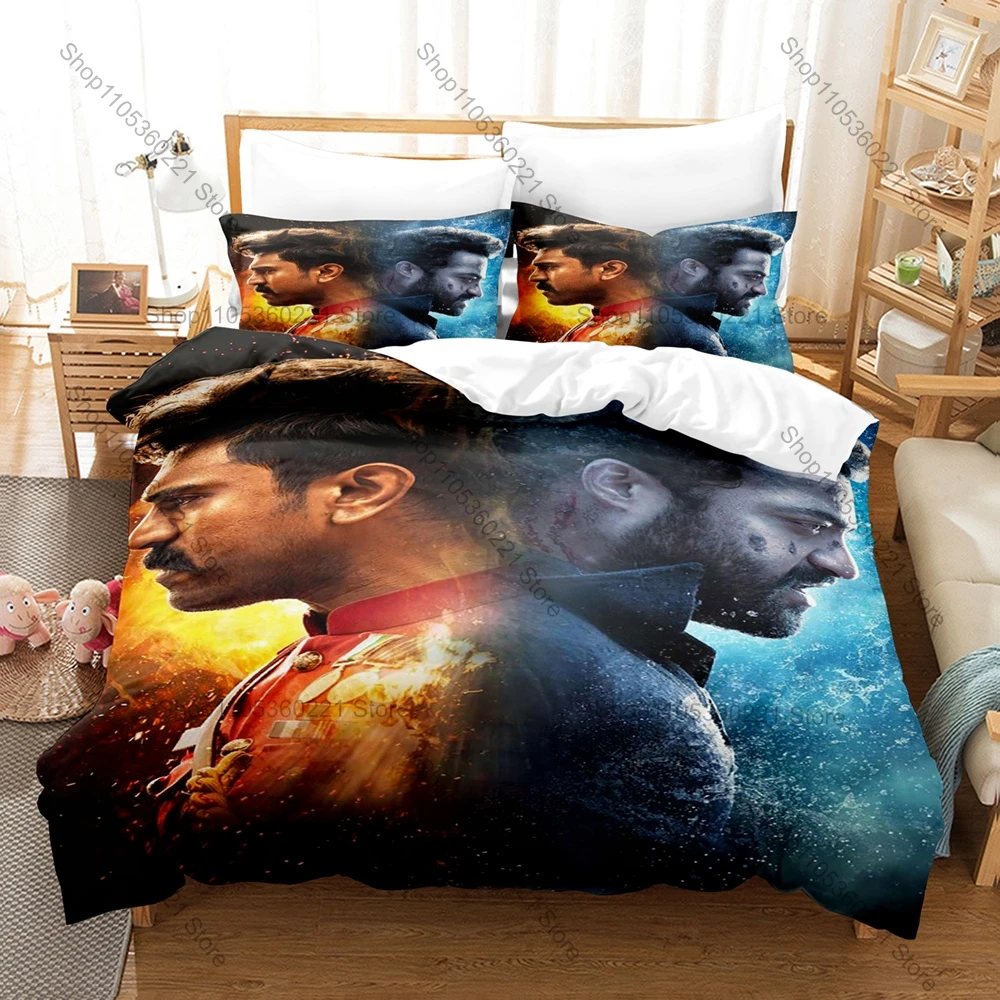 Roudram Ranam Rudhiram Duvet Cover + 2 Pillowcases, Popular Indian Movie Print Bedding Set, Soft Linens for Film Bedroom Decor