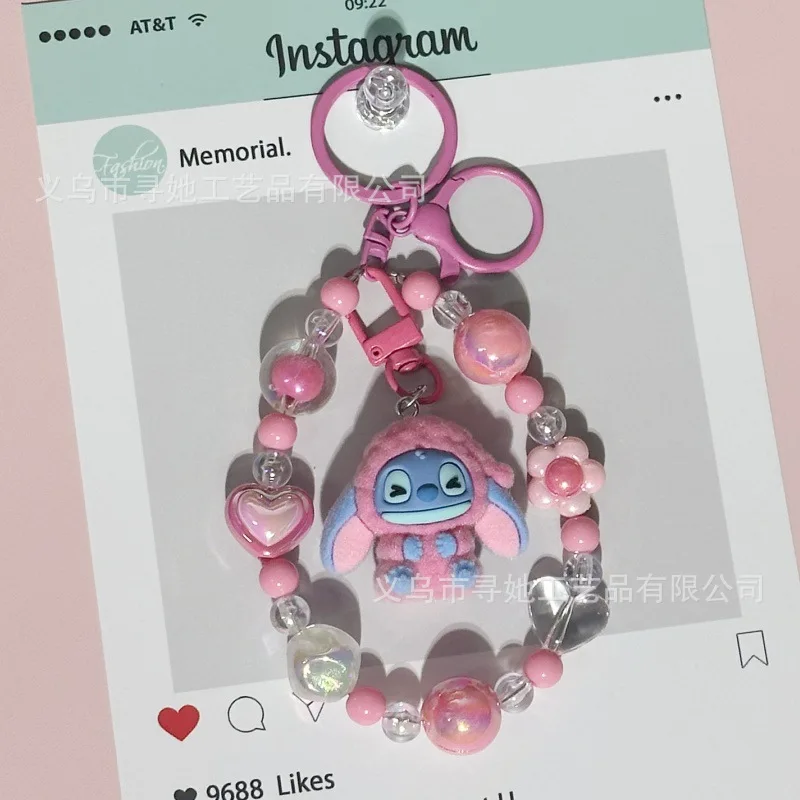 حقيبة ستيدي ذات طابع كرتوني مع قلادة سلسلة خرز، تمثال لطيف، قلادة سلسلة مفاتيح للطلاب، إكسسوار