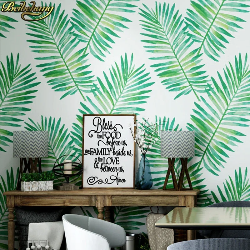 beibehang Nordic leaves non-woven Palm leaf wallpapers for living room bedroom wallpaper for wall papers home decor murals roll