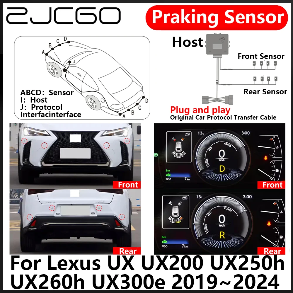 

ZJCGO OEM Front Rear Reverse Parking Sensor PDC Car Reversing AID System For Lexus UX UX200 UX250h UX260h UX300e 2019~2024