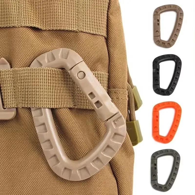 2/3/6pcs Tactical Carabiner Set Plastic Steel Quick Hook Webbing Grimlock Lock Keychain Key Chain Outdoor Backpack Karabiner