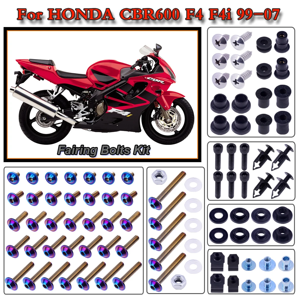 

For HONDA CBR600F4/F4i 1999-2007 2006 2005 2004 2003 2001 Motorcycle Stainless Complete Bodywork Fairing Bolt Kit Screws Clip