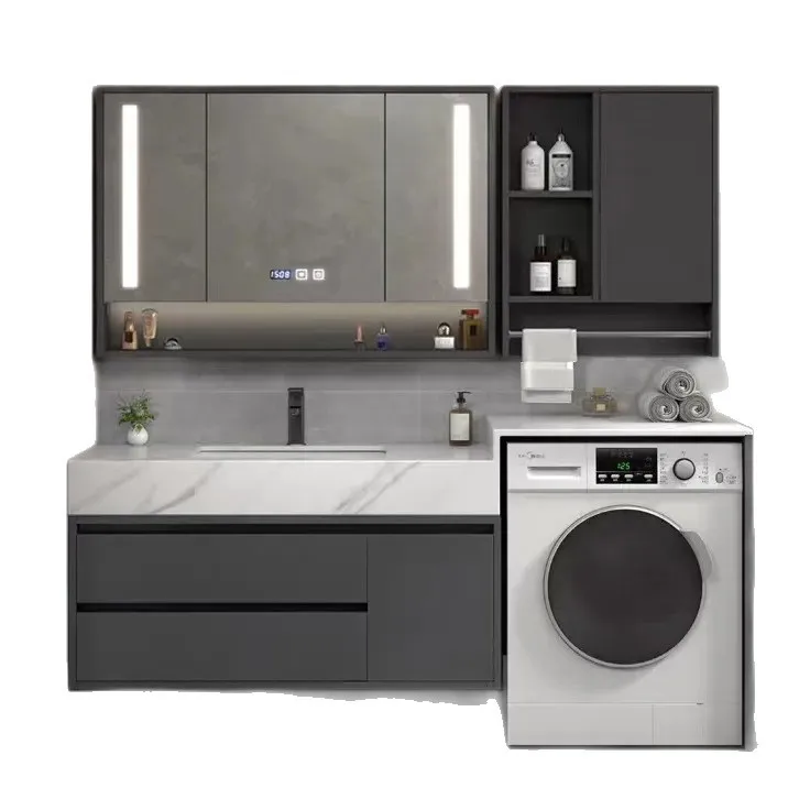 Light luxury rock slab washing machine washbasin integrated cabinet combined balcony bathroom cabinet