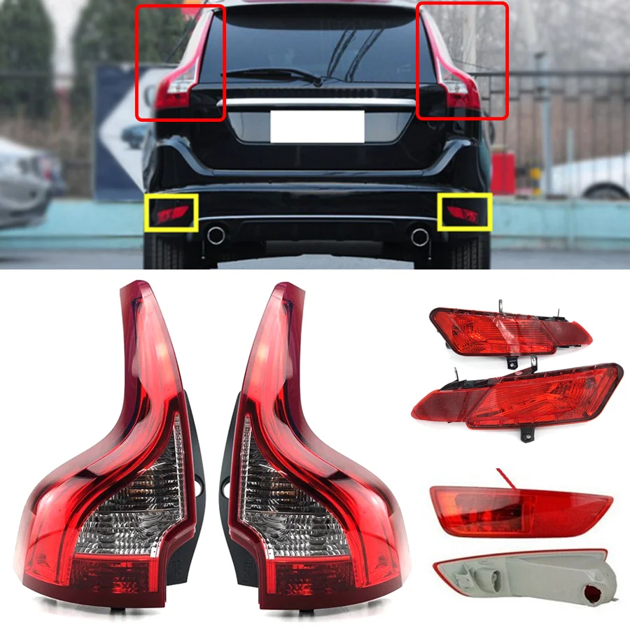 

Wooeight 1x Left/Right Rear Bumper Reflector Bar Brake Lamp Inner/Outer Side Tail Light Car Taillight Housing Fit For Volvo XC60