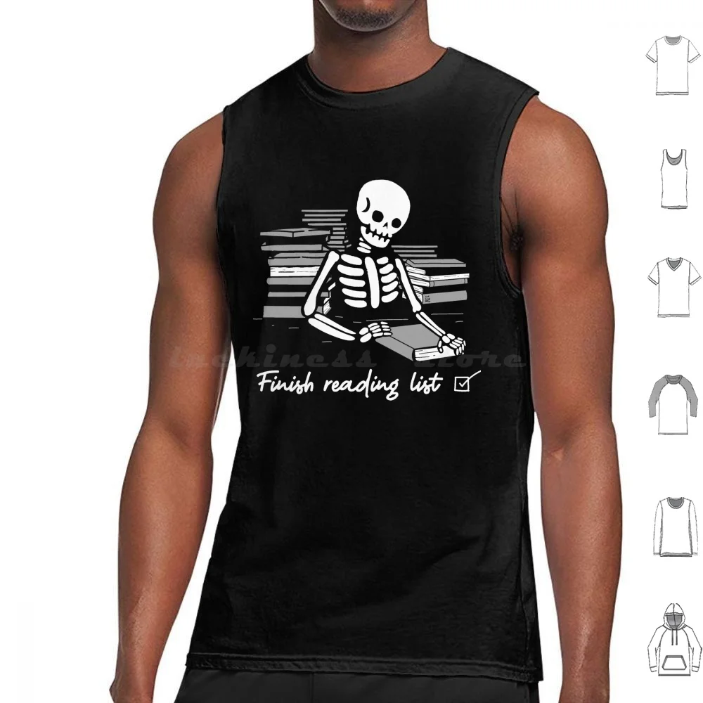 

Reading List Complete Tank Tops Print Cotton Books Book Book Nerd Book Worm Funny Hipster Horror Library Reading Skeleton