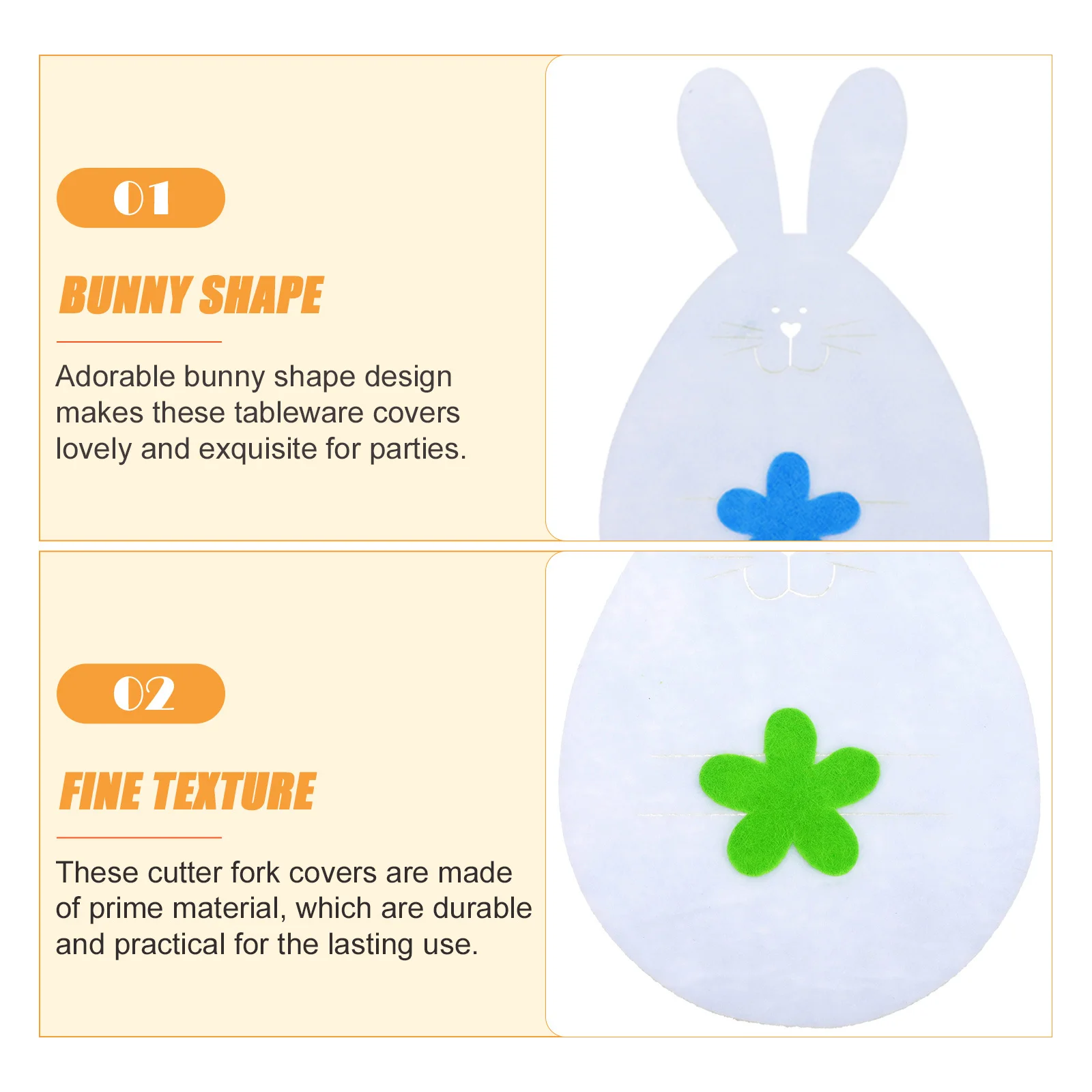 

12Pcs Bunny Cutlery Covers Easter Theme Fork Knife Bags Decorative Tableware Holders Party Dining Table Decoration